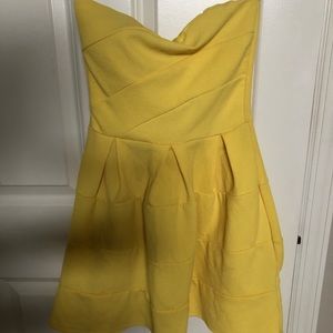 Yellow strapless skater dress